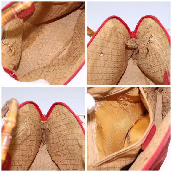 GUCCI Bamboo Hand Bag Suede Red 000 12740290 Auth yt1007 - Picture 16 of 16